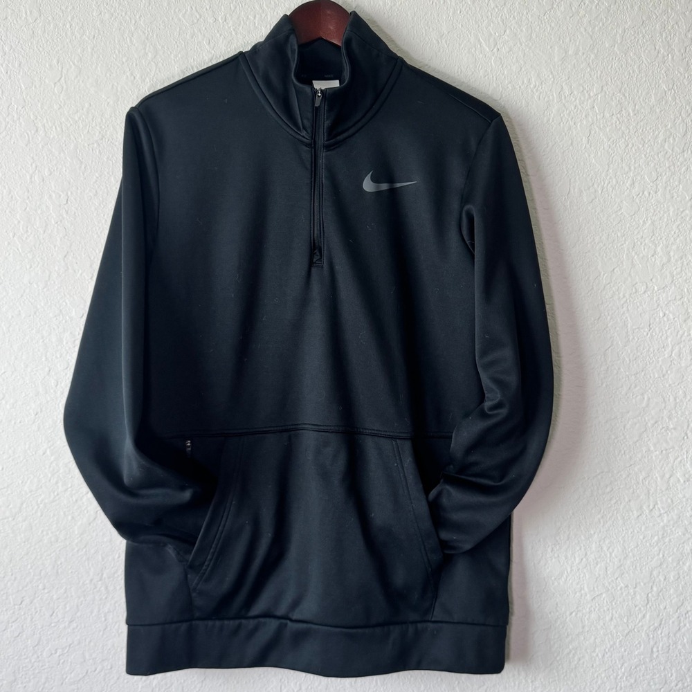 Nike Mens Therma-FIT Black Quarter Zip Pullover Hoodie Sweatshirt CU6217-010 M
